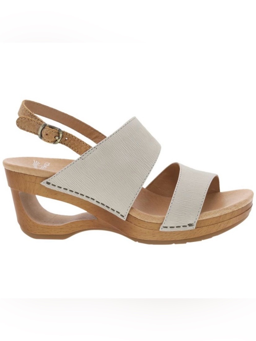 Dansko Tamia Wedge Leather Suede Slingback Sandal Cream Neutral Size 38